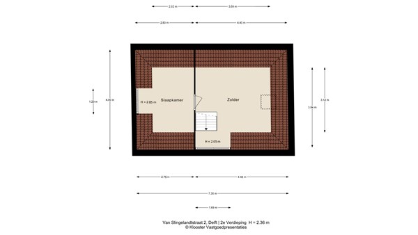 Plattegrond - Van Slingelandtstraat 2, 2613 TT Delft - 2e Verdieping.jpg